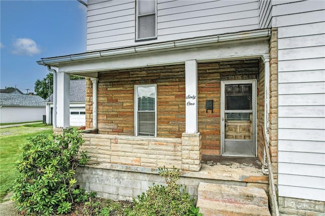 61 S 10th St, Sharpsville, PA 16150 - view of exterior entry featuring covered porch