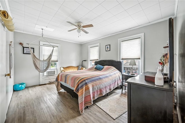 61 S 10th St, Sharpsville, PA 16150 - bedroom featuring ornamental molding, wood finished floors, and ceiling fan
