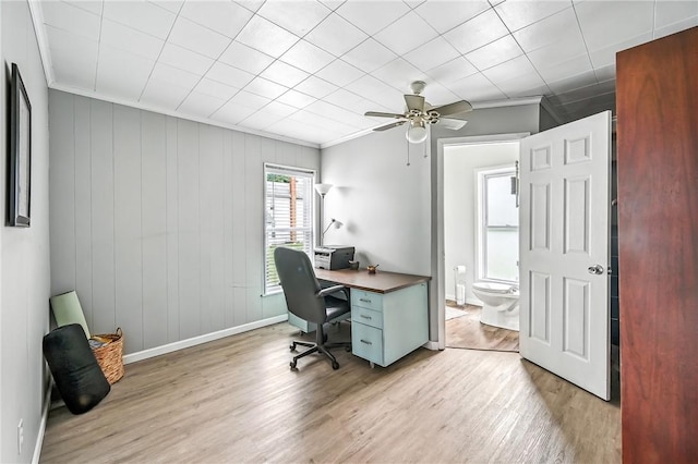 61 S 10th St, Sharpsville, PA 16150 - office space featuring wood finished floors, ornamental molding, and ceiling fan