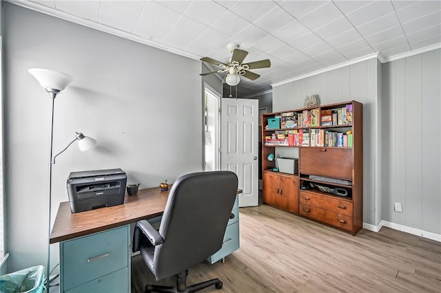 61 S 10th St, Sharpsville, PA 16150 - office space with crown molding, a ceiling fan, and light wood-type flooring