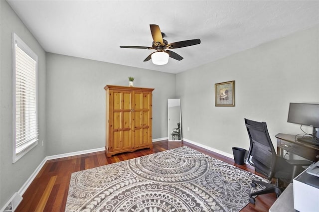 1007 Cicero Dr, Hempfield Twp, PA 15642 - office area featuring a ceiling fan and wood finished floors