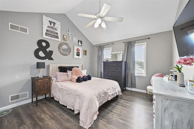 1007 Cicero Dr, Hempfield Twp, PA 15642 - bedroom featuring dark wood-style floors, ceiling fan, and high vaulted ceiling