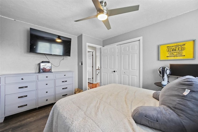 1007 Cicero Dr, Hempfield Twp, PA 15642 - bedroom featuring dark wood-type flooring, a closet, and ceiling fan