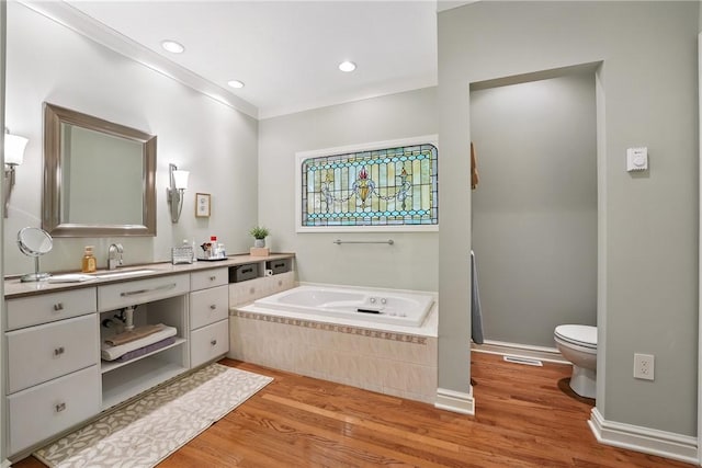 13 Kings Ln, Pine Twp, PA 16127 - full bathroom featuring vanity, wood finished floors, a bath, and recessed lighting