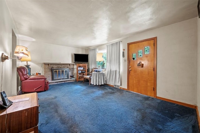 2158 Reis Run Rd, Franklin Park, PA 15237 - living room featuring a glass covered fireplace and carpet flooring