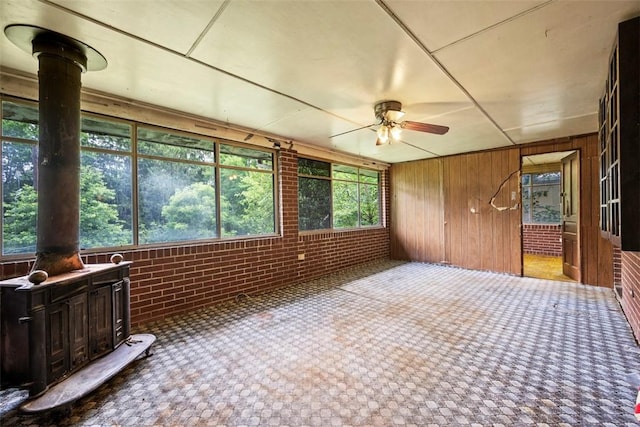 2158 Reis Run Rd, Franklin Park, PA 15237 - unfurnished sunroom with a wood stove