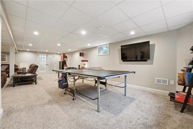 251 Myers Ln, Indiana Twp, PA 15101 - game room with carpet, recessed lighting, and a paneled ceiling