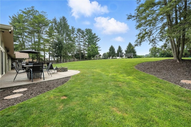 251 Myers Ln, Indiana Twp, PA 15101 - view of green lawn featuring a patio area and a fire pit