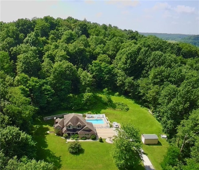 293 Sandy Hill Rd, Middlesex Twp, PA 16059 - aerial view of property and surrounding area featuring a forest and a pool