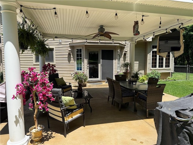 293 Sandy Hill Rd, Middlesex Twp, PA 16059 - view of patio / terrace featuring a ceiling fan and outdoor dining area