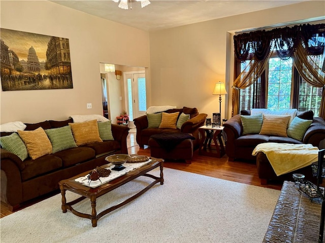293 Sandy Hill Rd, Middlesex Twp, PA 16059 - living area featuring wood finished floors and a ceiling fan