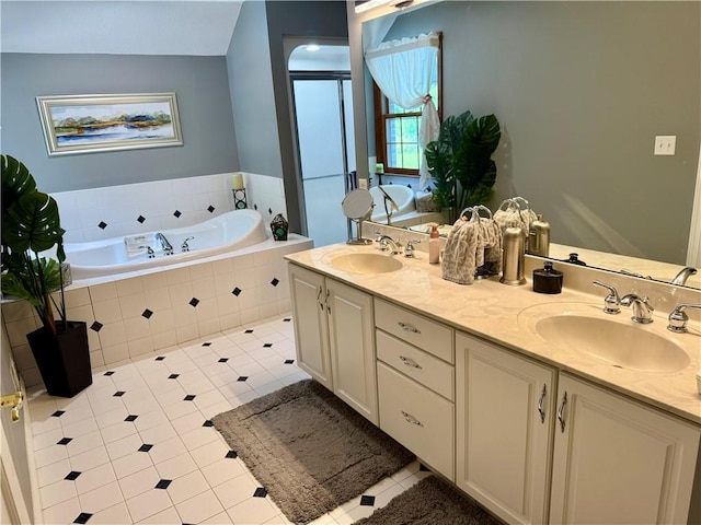 293 Sandy Hill Rd, Middlesex Twp, PA 16059 - bathroom with a bath, tile patterned flooring, and double vanity