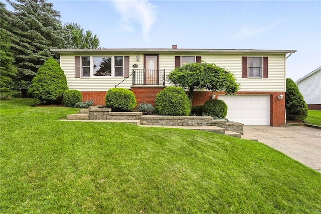 314 Shannon Cir, Daugherty Twp, PA 15066 - view of front of home with brick siding, a garage, concrete driveway, and a front yard
