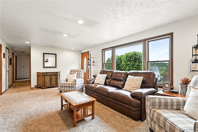 314 Shannon Cir, Daugherty Twp, PA 15066 - living area with recessed lighting, a textured ceiling, and light colored carpet