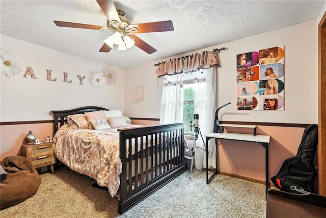 314 Shannon Cir, Daugherty Twp, PA 15066 - carpeted bedroom featuring a textured ceiling and ceiling fan