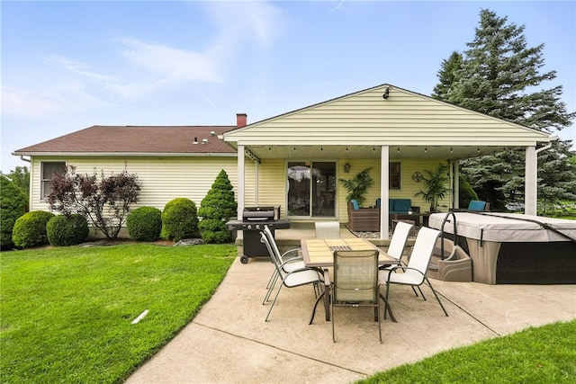 314 Shannon Cir, Daugherty Twp, PA 15066 - view of patio featuring outdoor lounge area, a hot tub, and a grill