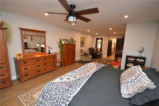 710 Cedar Ave, Central North Side, PA 15212 - bedroom with light wood-type flooring, recessed lighting, and ceiling fan