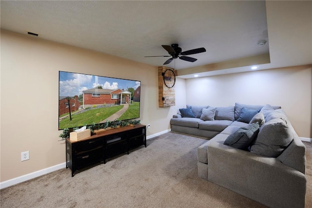 1023 Bellair Rd, Port Vue, PA 15133 - living area with carpet floors, a ceiling fan, and recessed lighting