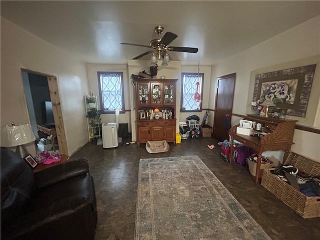 822 4th St, West Elizabeth, PA 15088 - living area featuring ceiling fan