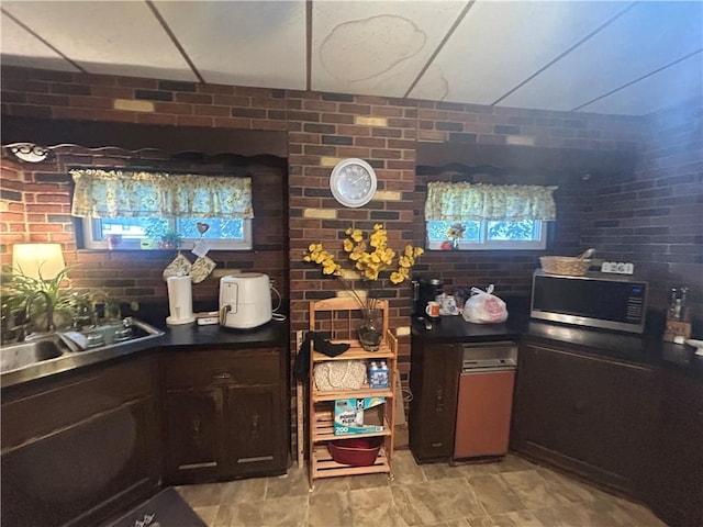 822 4th St, West Elizabeth, PA 15088 - bar area featuring stainless steel microwave and brick wall