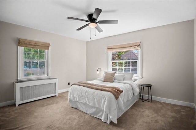1302 Mount Royal Blvd, Shaler, PA 15223 - bedroom with radiator heating unit, carpet flooring, and ceiling fan