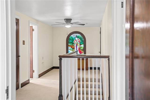 1302 Mount Royal Blvd, Shaler, PA 15223 - corridor featuring an upstairs landing and light carpet