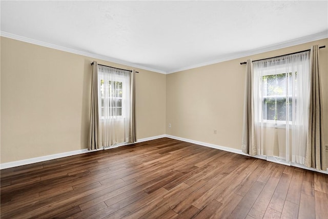112 Oxford Pl, Saint Clair, PA 15241 - spare room featuring plenty of natural light, dark wood-style floors, and ornamental molding