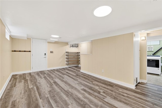 112 Oxford Pl, Saint Clair, PA 15241 - basement with wood finished floors and baseboards
