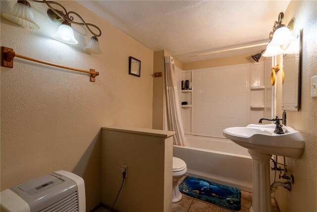 309 Francis Ave, Monongahela, PA 15063 - full bathroom with a textured wall, shower / bath combination with curtain, and tile patterned floors