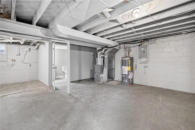 88 Pennsylvania Blvd, Monessen, PA 15062 - unfinished below grade area with gas water heater, heating unit, and electric panel