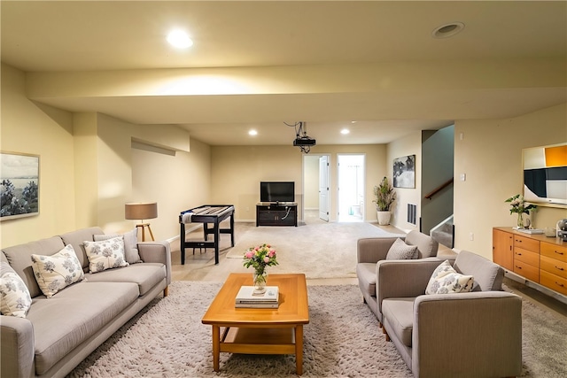 106 Kestler Dr, Pine Twp, PA 15090 - living area with stairs and recessed lighting