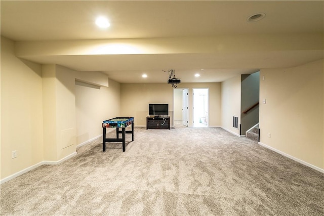 106 Kestler Dr, Pine Twp, PA 15090 - finished below grade area featuring carpet flooring, recessed lighting, and stairway
