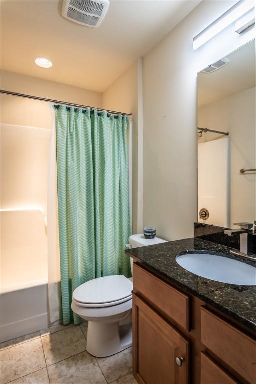 106 Kestler Dr, Pine Twp, PA 15090 - full bathroom with vanity, shower / bath combination with curtain, and tile patterned flooring