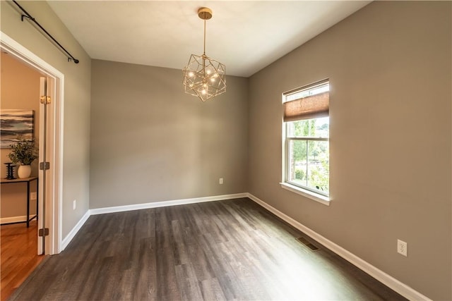 106 Kestler Dr, Pine Twp, PA 15090 - unfurnished room featuring dark wood-style flooring and a chandelier