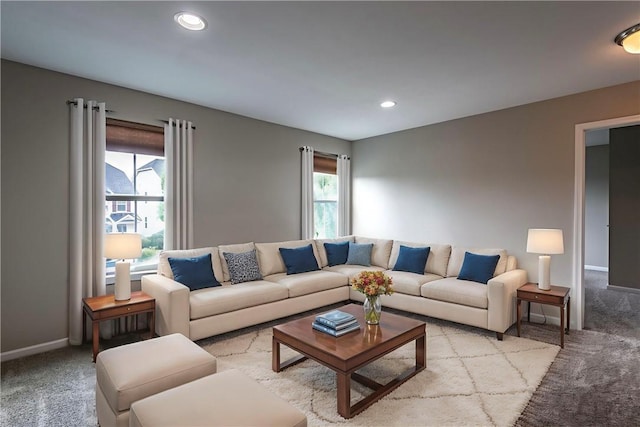 106 Kestler Dr, Pine Twp, PA 15090 - living room featuring light carpet and recessed lighting