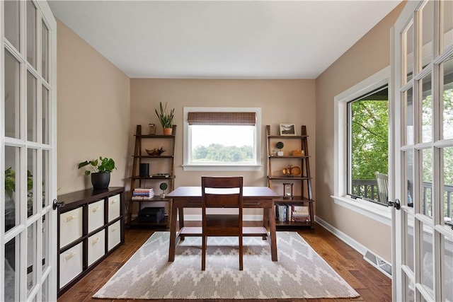 207 Tamarack Dr, Adams Twp, PA 16046 - dining room featuring french doors, healthy amount of natural light, and dark wood finished floors