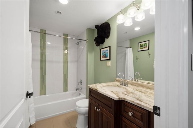 207 Tamarack Dr, Adams Twp, PA 16046 - bathroom featuring vanity, tile patterned floors, and shower / tub combo with curtain