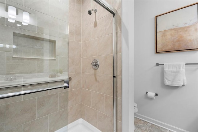 2034 Aiken Ct, Robinson Twp, PA 15136 - bathroom featuring a stall shower and toilet