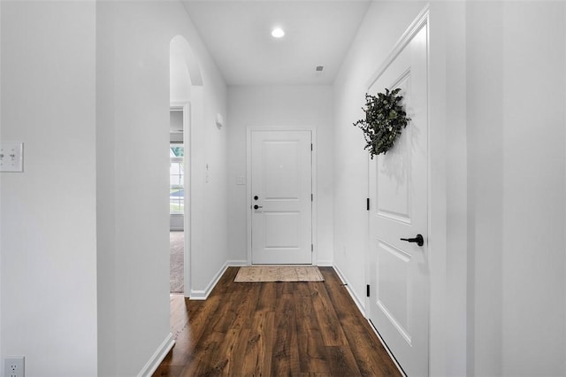 2034 Aiken Ct, Robinson Twp, PA 15136 - hall with dark wood finished floors, arched walkways, and recessed lighting