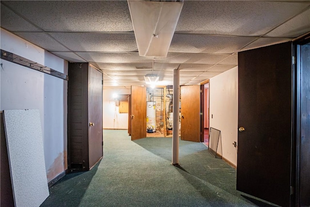 109 Maplewood Ave, Center Twp, PA 15001 - finished basement featuring gas water heater, carpet, and a paneled ceiling