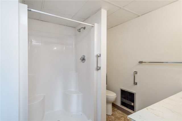 820 E Beau St Unit 6J, South Strabane, PA 15301 - full bathroom with heating unit, a shower, vanity, and a paneled ceiling