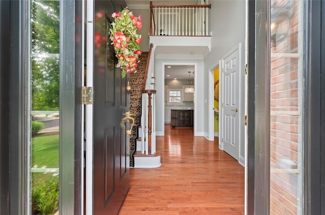 801 Huron Ct, Adams Twp, PA 15044 - entryway featuring ornamental molding and light wood-style flooring