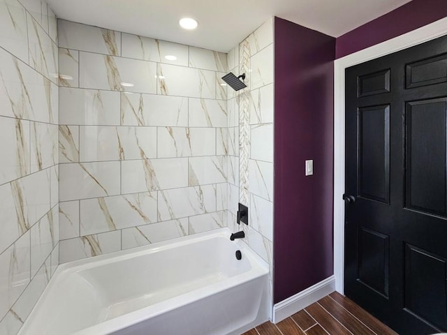 327 Charles Ave, New Kensington, PA 15068 - full bath featuring wood finished floors, bathing tub / shower combination, and recessed lighting