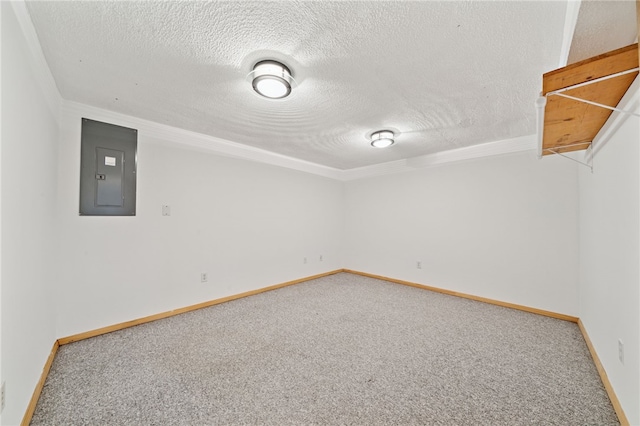 1541 Sugarloaf, Plum Boro, PA 15239 - carpeted spare room with electric panel, a textured ceiling, and ornamental molding