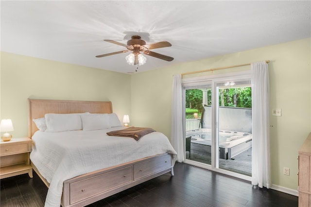 231 Loretta Dr, Monroeville, PA 15146 - bedroom with access to outside, dark wood finished floors, and ceiling fan