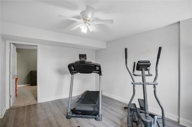 231 Loretta Dr, Monroeville, PA 15146 - workout area featuring wood finished floors and ceiling fan