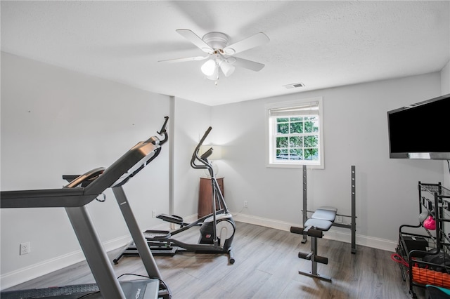 231 Loretta Dr, Monroeville, PA 15146 - workout area featuring a ceiling fan and wood finished floors