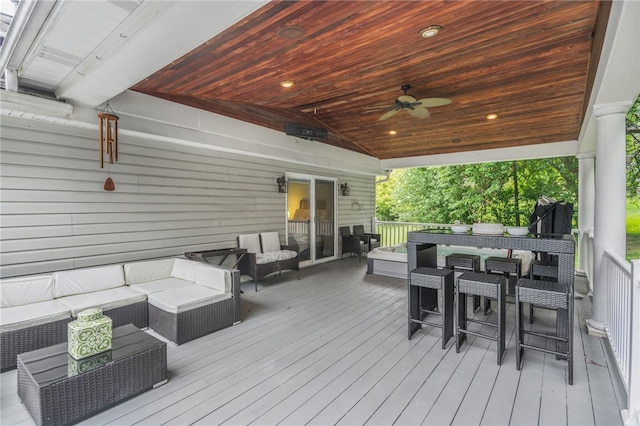 231 Loretta Dr, Monroeville, PA 15146 - wooden terrace featuring an outdoor hangout area and a ceiling fan