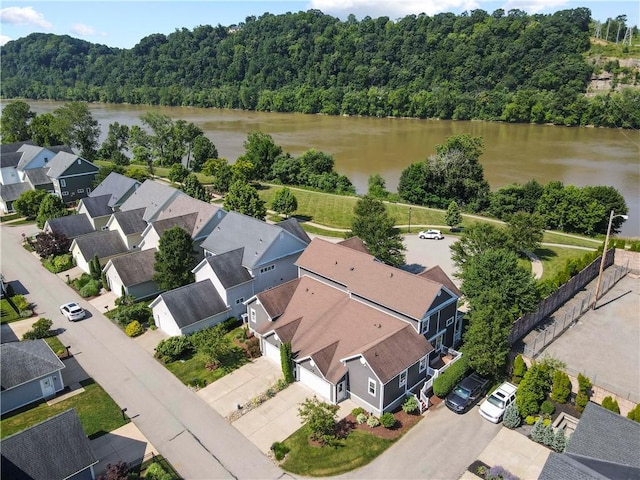 1 Riverfront St, Oakmont, PA 15139 - aerial perspective of suburban area with a nearby body of water and a forest