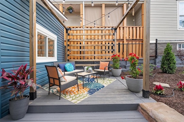5110 Duncan St, Lawrenceville, PA 15201 - wooden terrace featuring an outdoor living space